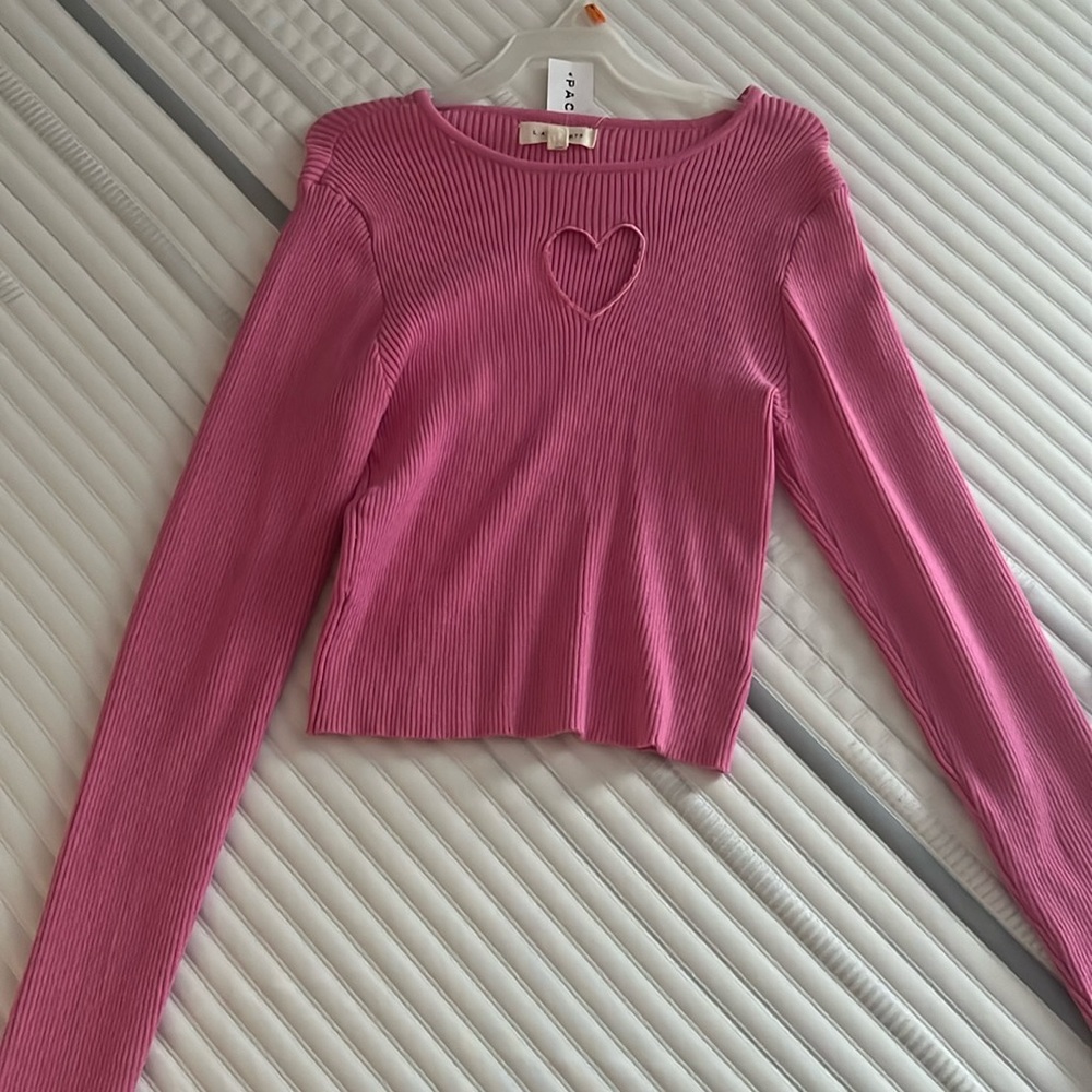 Pink Heart Cut Out Shirt L.A. HEARTS
